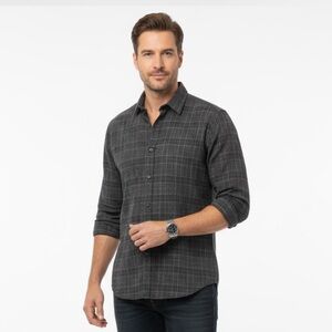 John Varvatos- Gray Plaid Button-Up Shirt